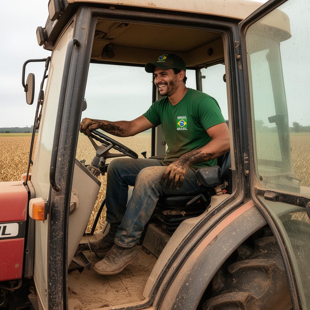 Operador dentro de máquina agrícola